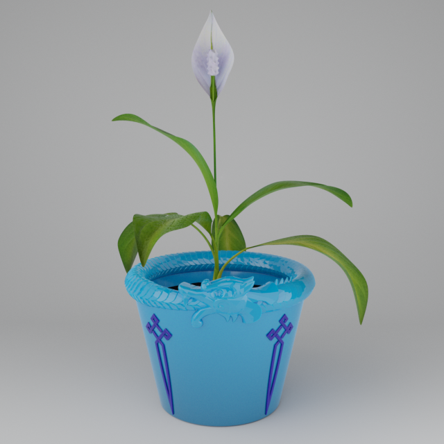Spathiphyllum in dragonpot Model 3D .c4d .max .obj .3ds .fbx .stl .blend 