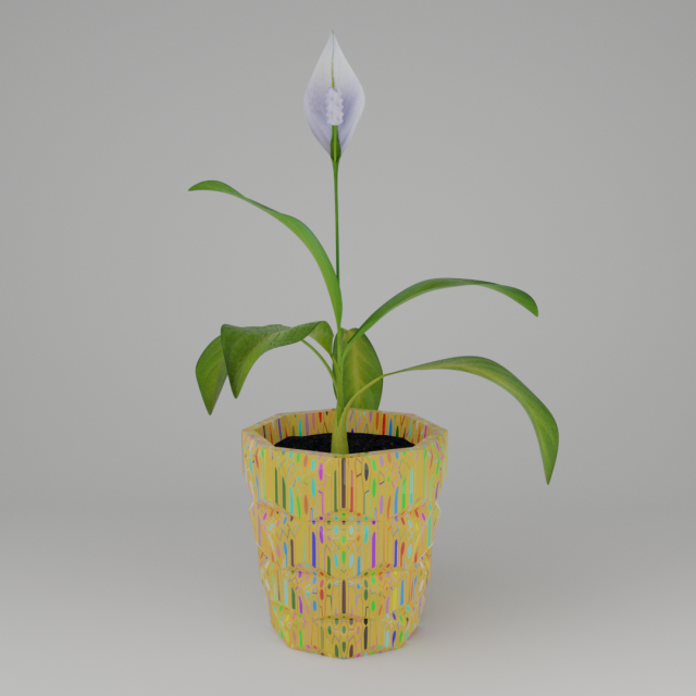 Spathiphyllum in pencilpot 3D Modell .c4d .max .obj .3ds .fbx .stl .blend