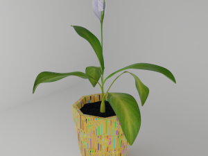 Spathiphyllum in pencilpot 3D Model