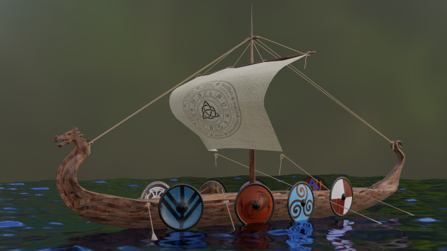 Boat Viking 3D Model .c4d .max .obj .3ds .fbx .stl .blend 