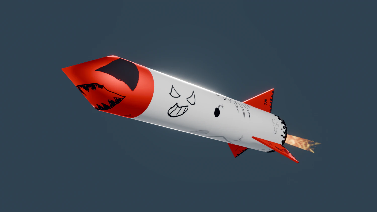 Stylized missile 3D Model .c4d .max .obj .3ds .fbx .stl .blend