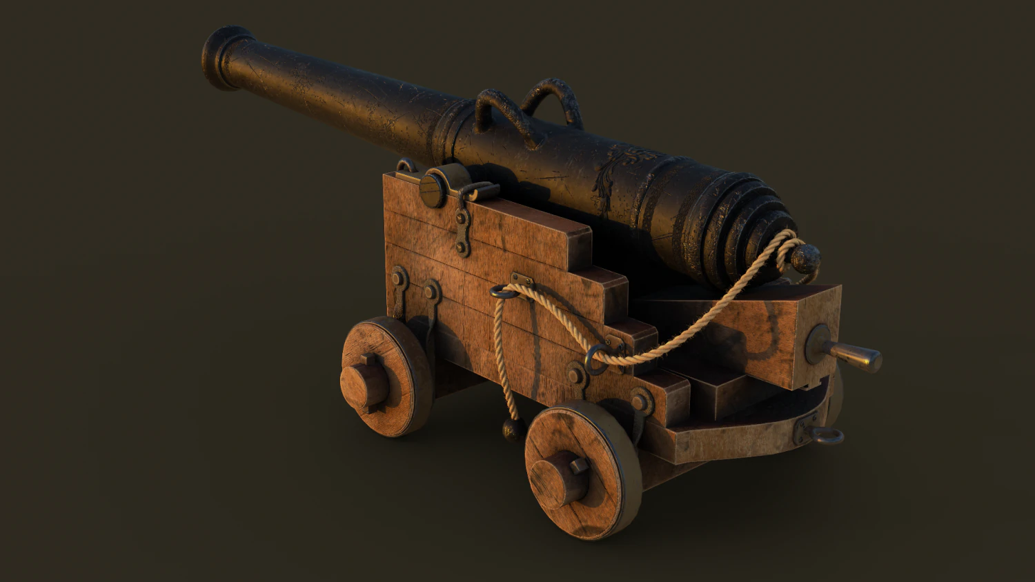 ship cannon model 3D Model .c4d .max .obj .3ds .fbx .stl .blend 
