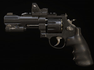 Revolver with Scope and Flashlight 3D Модель