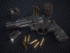 Revolver with Scope and Flashlight 3D Model