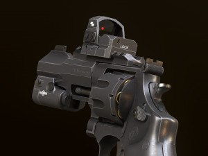Revolver with Scope and Flashlight 3D Модель