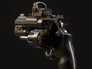 Revolver with Scope and Flashlight 3D Модель