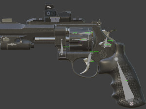 Revolver with Scope and Flashlight 3D Модель