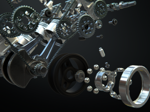 v8 engine working animated 3D Model