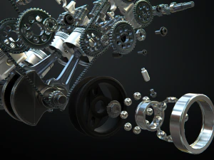 v8 engine working animated 3D Model