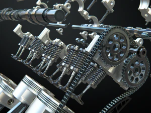 v8 engine working animated 3D Model
