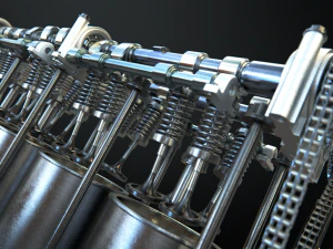 v8 engine working animated 3D Model