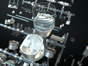 v8 engine working animated 3D Model