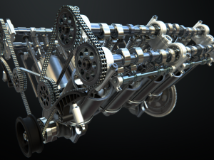 v8 engine working animated 3D Model