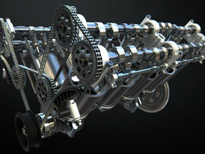v8 engine working animated 3D Model