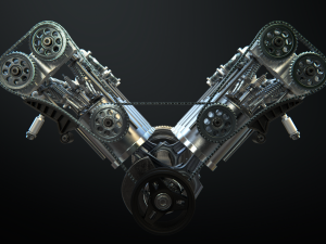 v8 engine working animated 3D Model