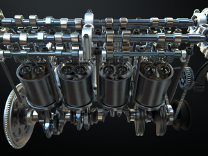 v8 engine working animated 3D Model