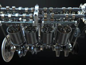 v8 engine working animated 3D Model