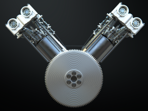 v8 engine working animated 3D Model