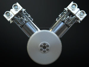 v8 engine working animated 3D Model