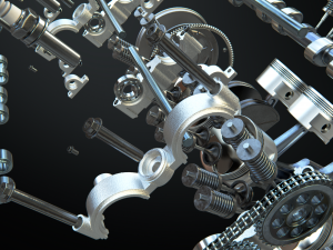 v8 engine working animated 3D Model