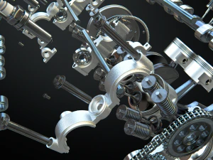 v8 engine working animated 3D Model
