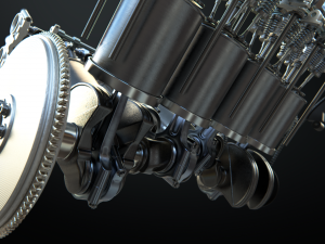 v8 engine working animated 3D Model
