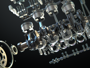 v8 engine working animated 3D Model