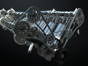 v8 engine working animated 3D Model