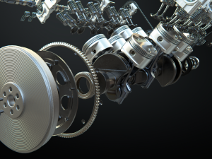 v8 engine working animated 3D Model
