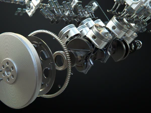 v8 engine working animated 3D Model