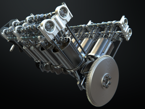 v8 engine working animated 3D Model