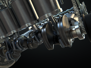 v8 engine working animated 3D Model