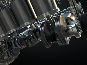v8 engine working animated 3D Model