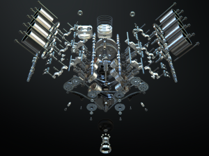 v8 engine working animated 3D Model