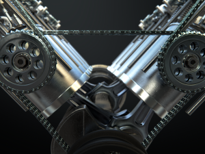 v8 engine working animated 3D Model