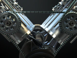 v8 engine working animated 3D Model