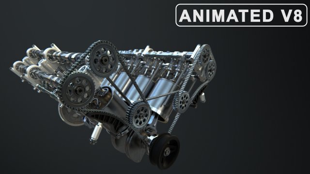 v8 engine working animated 3D Model .c4d .max .obj .3ds .fbx .stl .blend 
