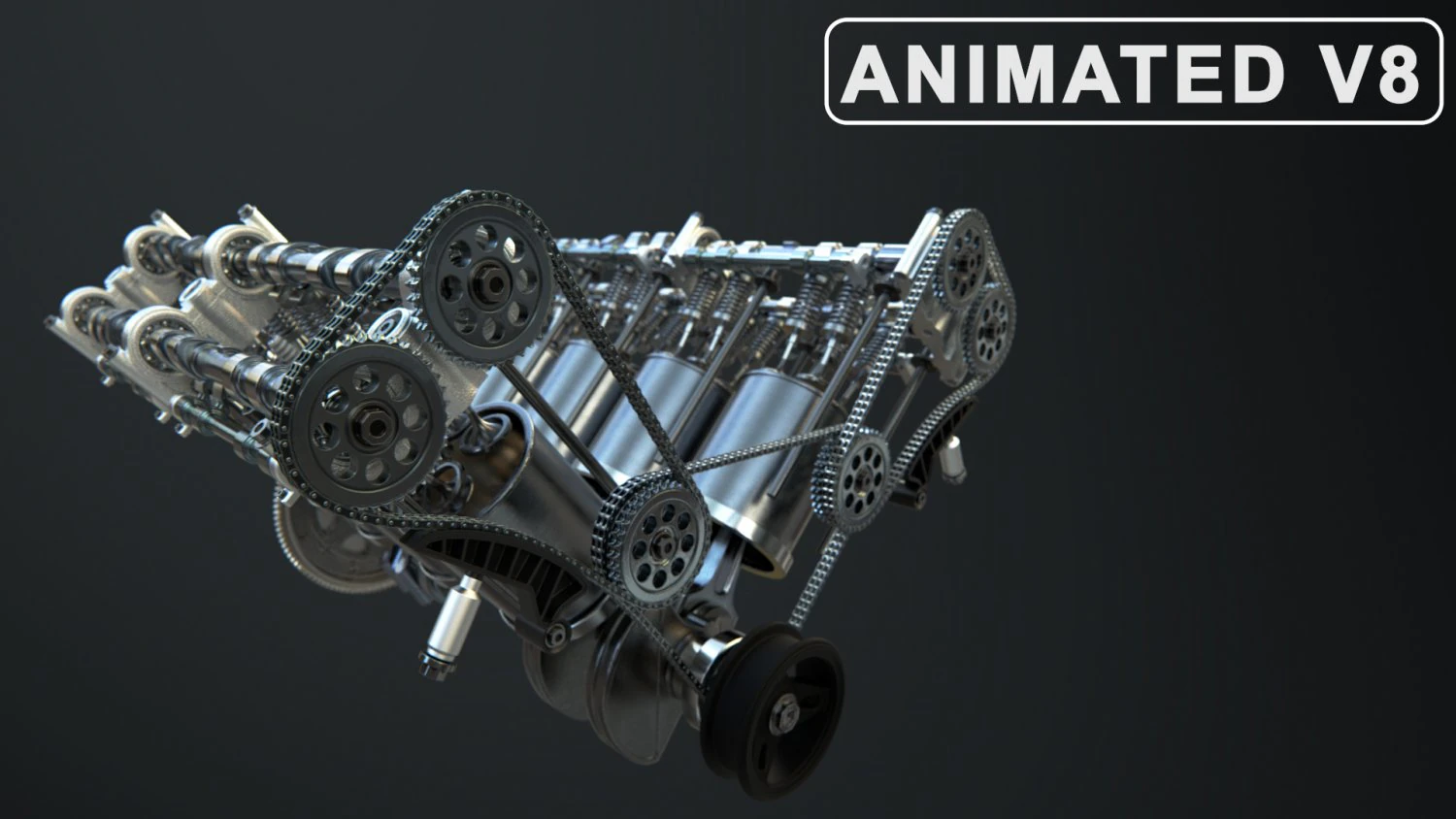 v8 engine working animated 3D Model .c4d .max .obj .3ds .fbx .stl .blend 