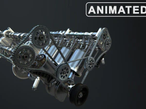 v8 engine working animated 3D Model