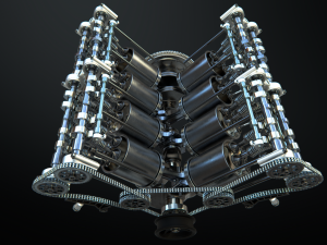 v8 engine working animated 3D Model