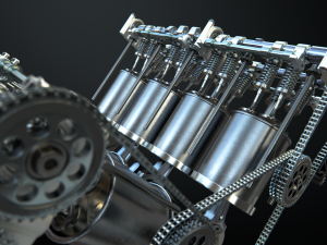 v8 engine working animated 3D Model