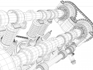 v8 engine working animated 3D Model