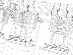 v8 engine working animated 3D Model