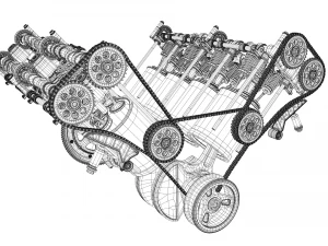 v8 engine working animated 3D Model