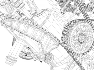 v8 engine working animated 3D Model
