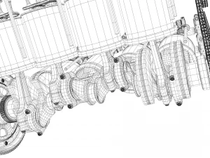 v8 engine working animated 3D Model