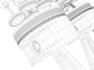 v8 engine working animated 3D Model