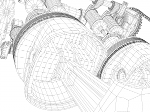 v8 engine working animated 3D Model