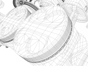 v8 engine working animated 3D Model