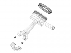 v8 engine working animated 3D Model